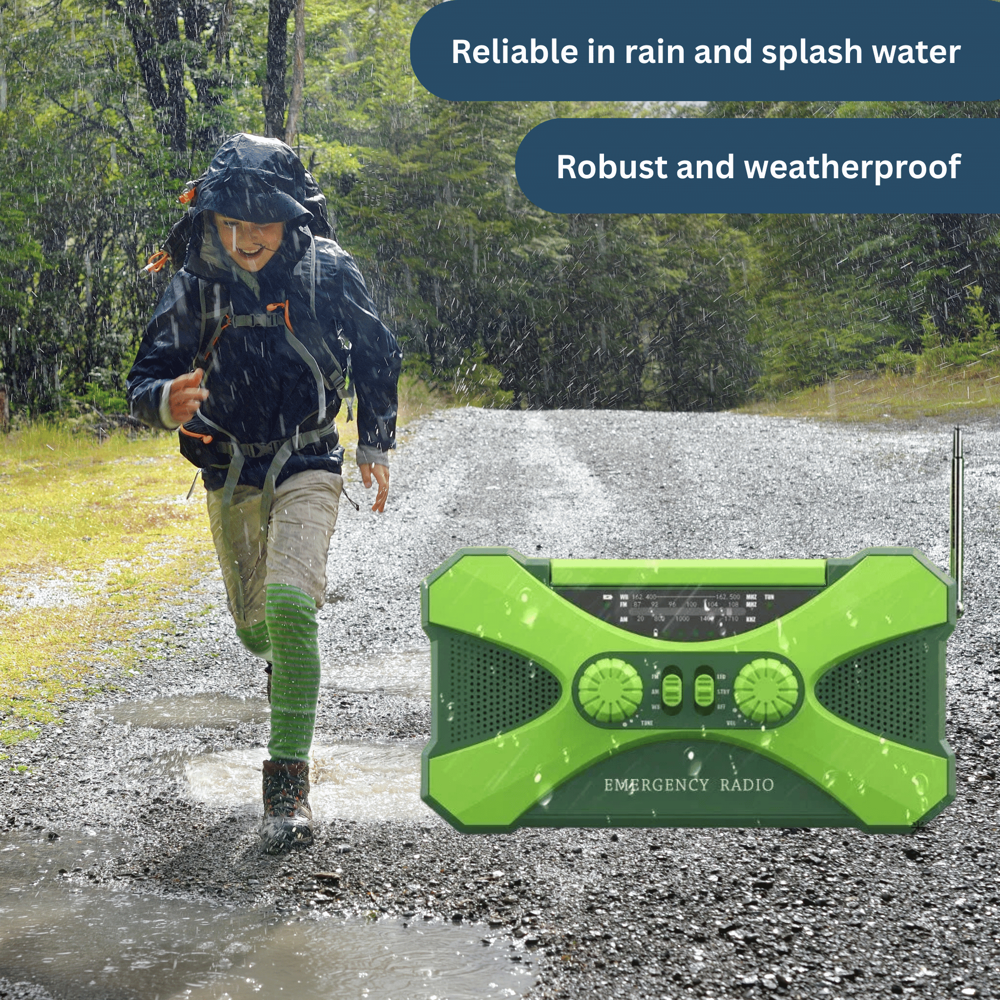 Power Emergency Radio 10,000 mAh – Solar, Hand Crank, LED & SOS