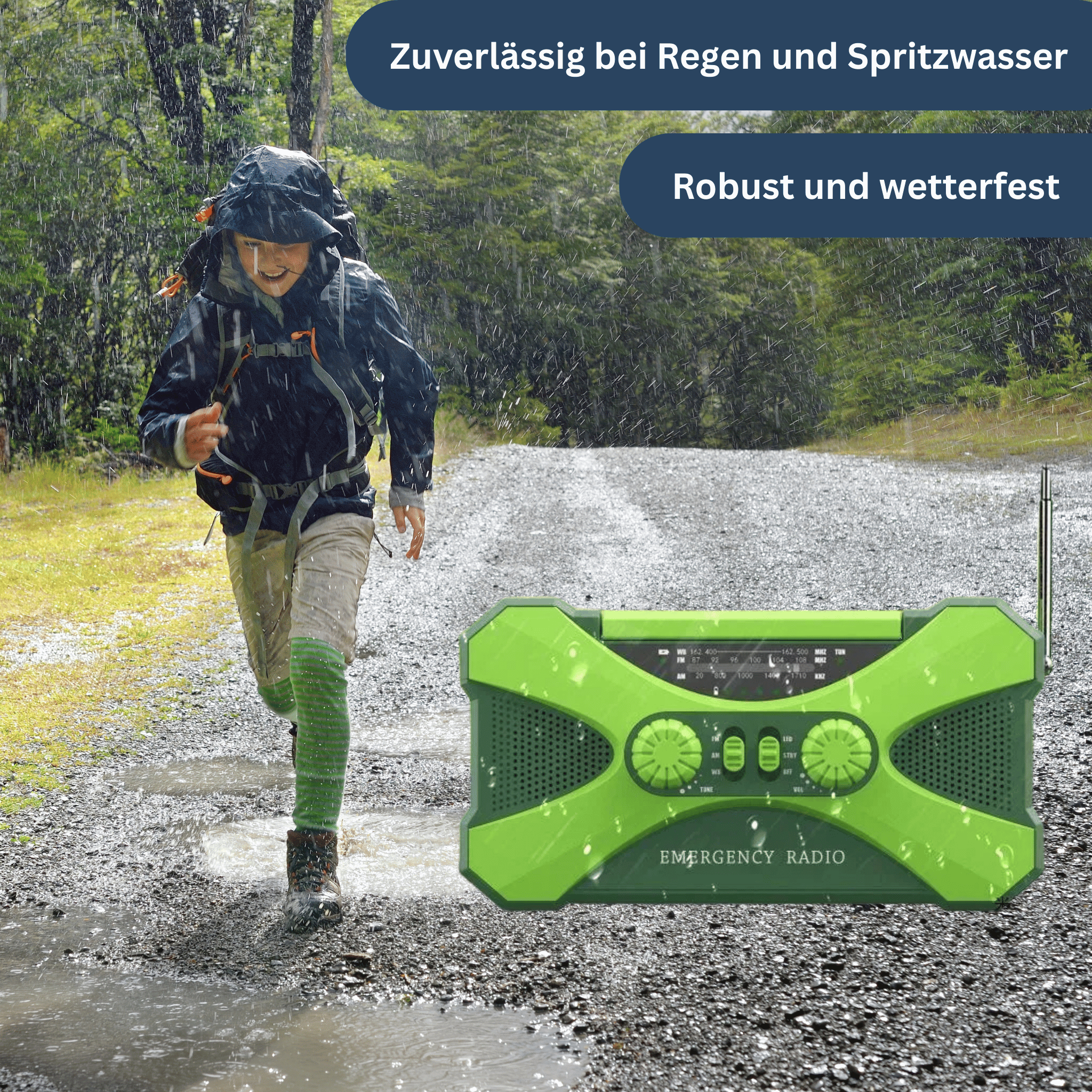 Power Emergency Radio 10,000mAh – Solar, Hand Crank, LED & SOS