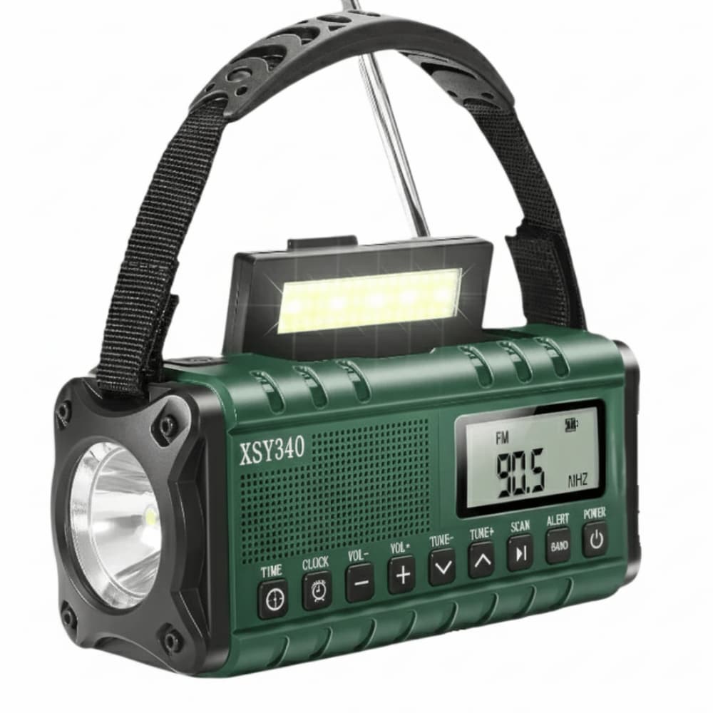 TrailGuard 10K – Solar Radio & Hand-Crank Flashlight