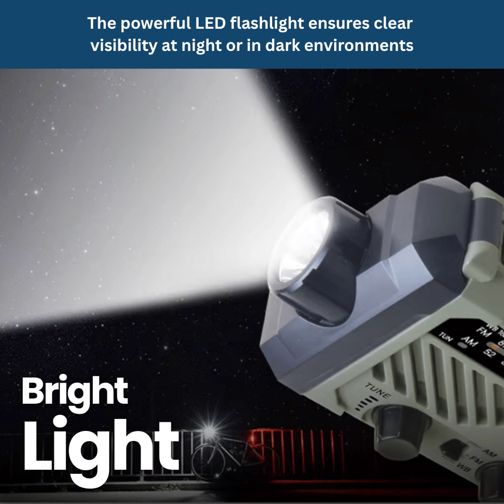 PowerGuard Pro – Emergency Radio with Solar & Hand-Crank Power