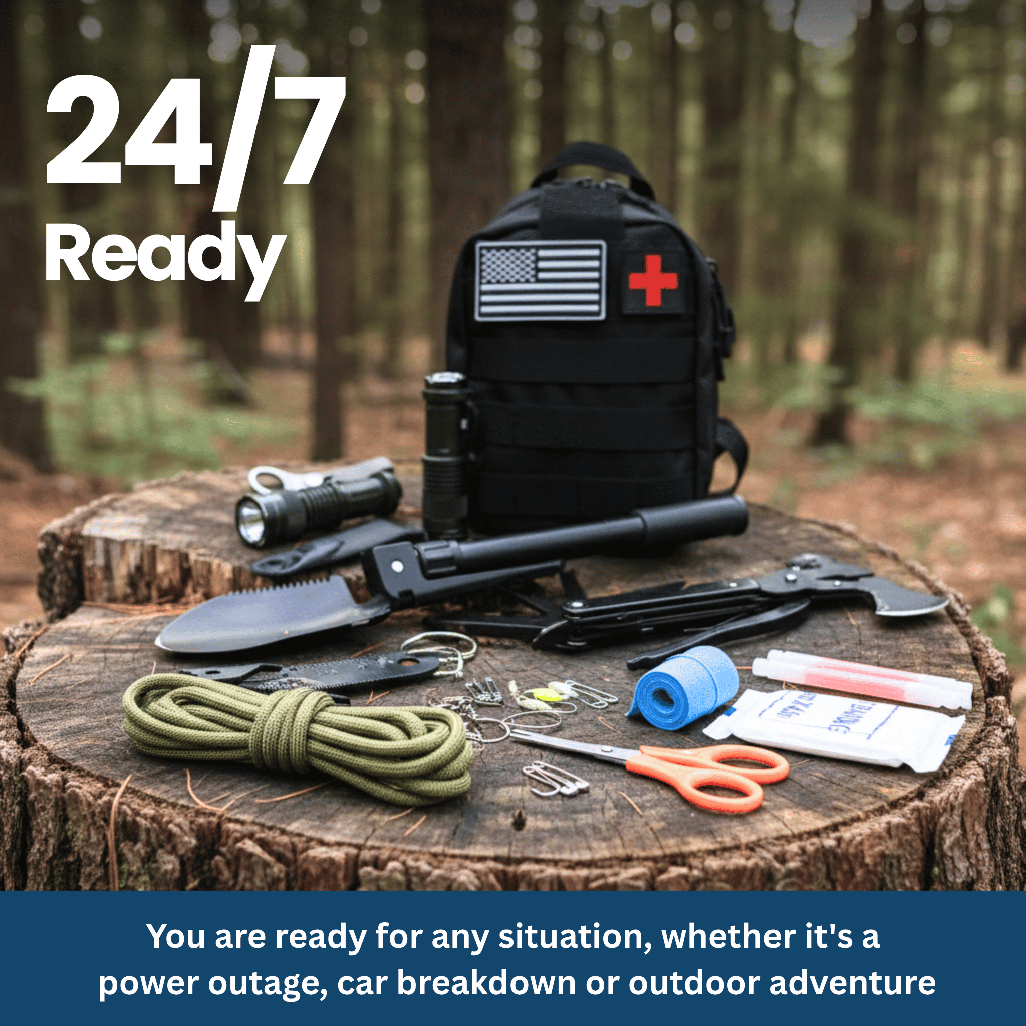 Tactical Emergency Backpack – 30+ Survival Tools in One Compact Kit