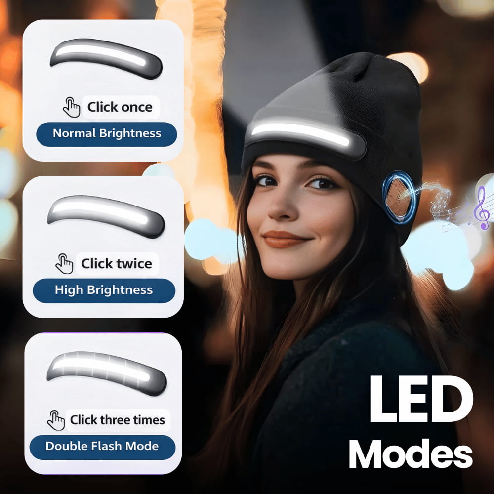 BeamTune – Beanie with Headlamp & Bluetooth Music Function