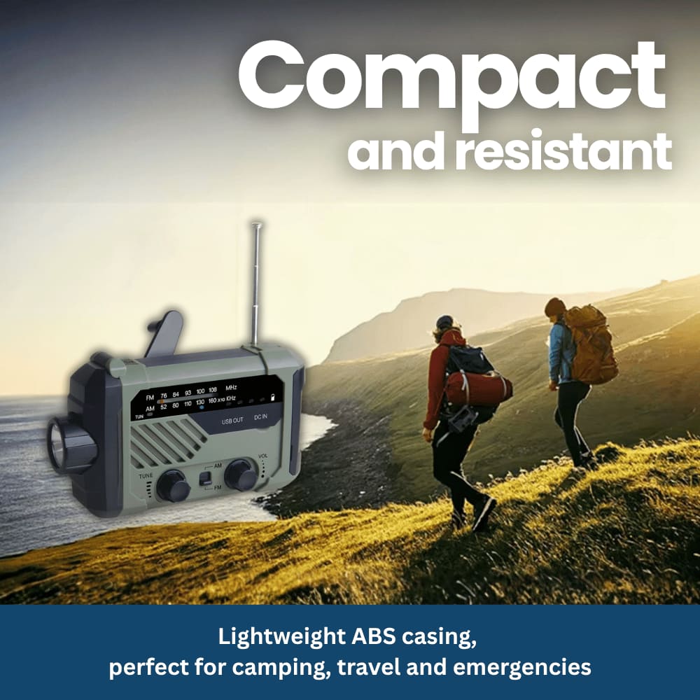 PowerGuard Pro – Emergency Radio with Solar & Hand-Crank Power