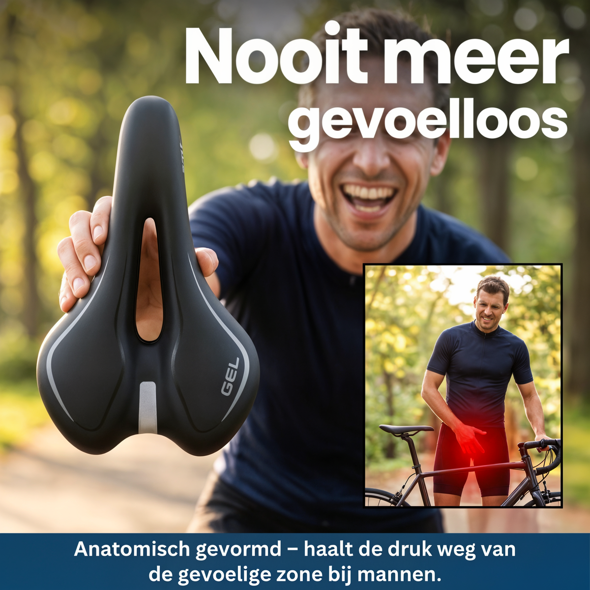 Nooit meer gevoelloos – anatomisch gevormd zadel haalt de druk weg van de gevoelige zone bij mannen