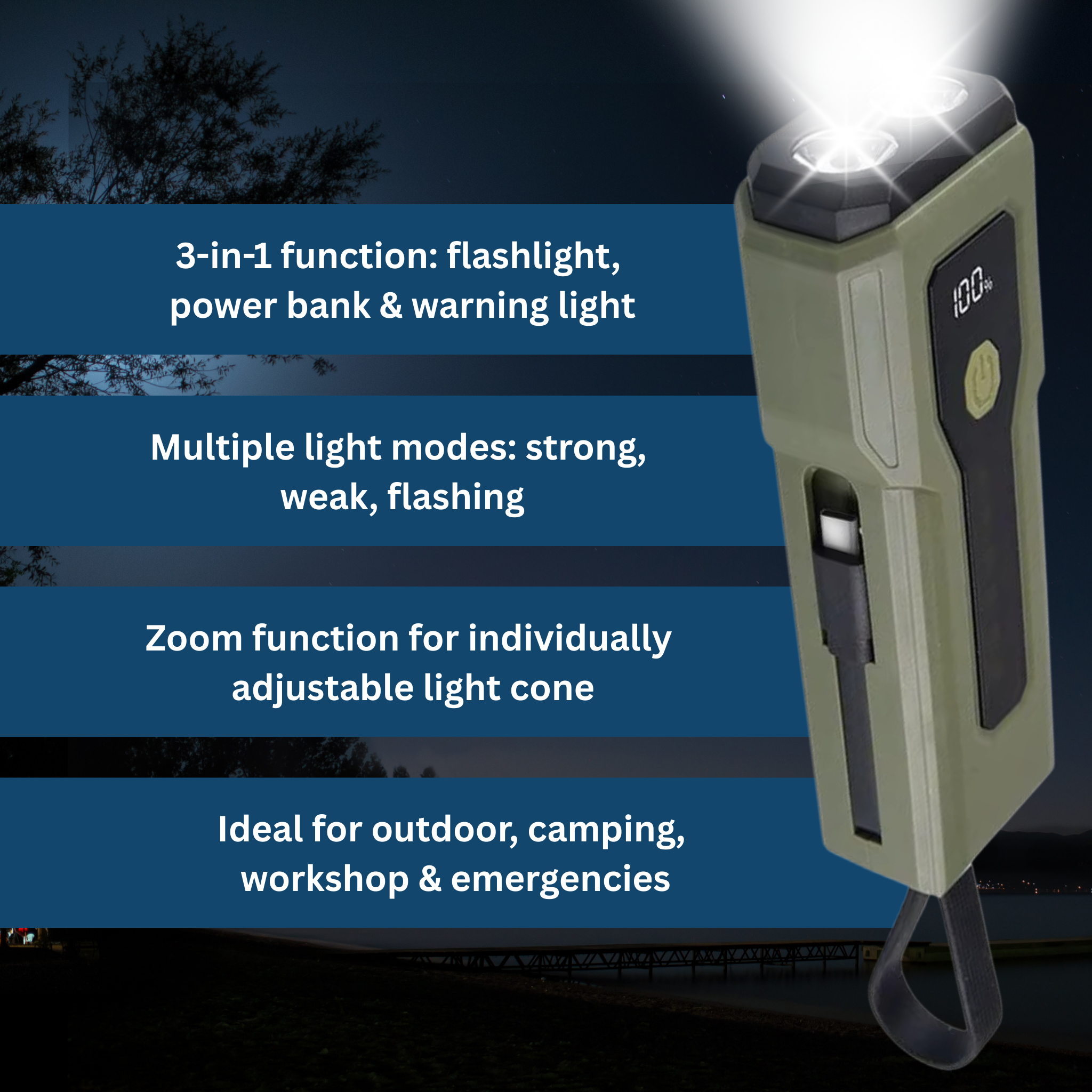 PowerBeam X – The Multifunctional Flashlight with Power Bank