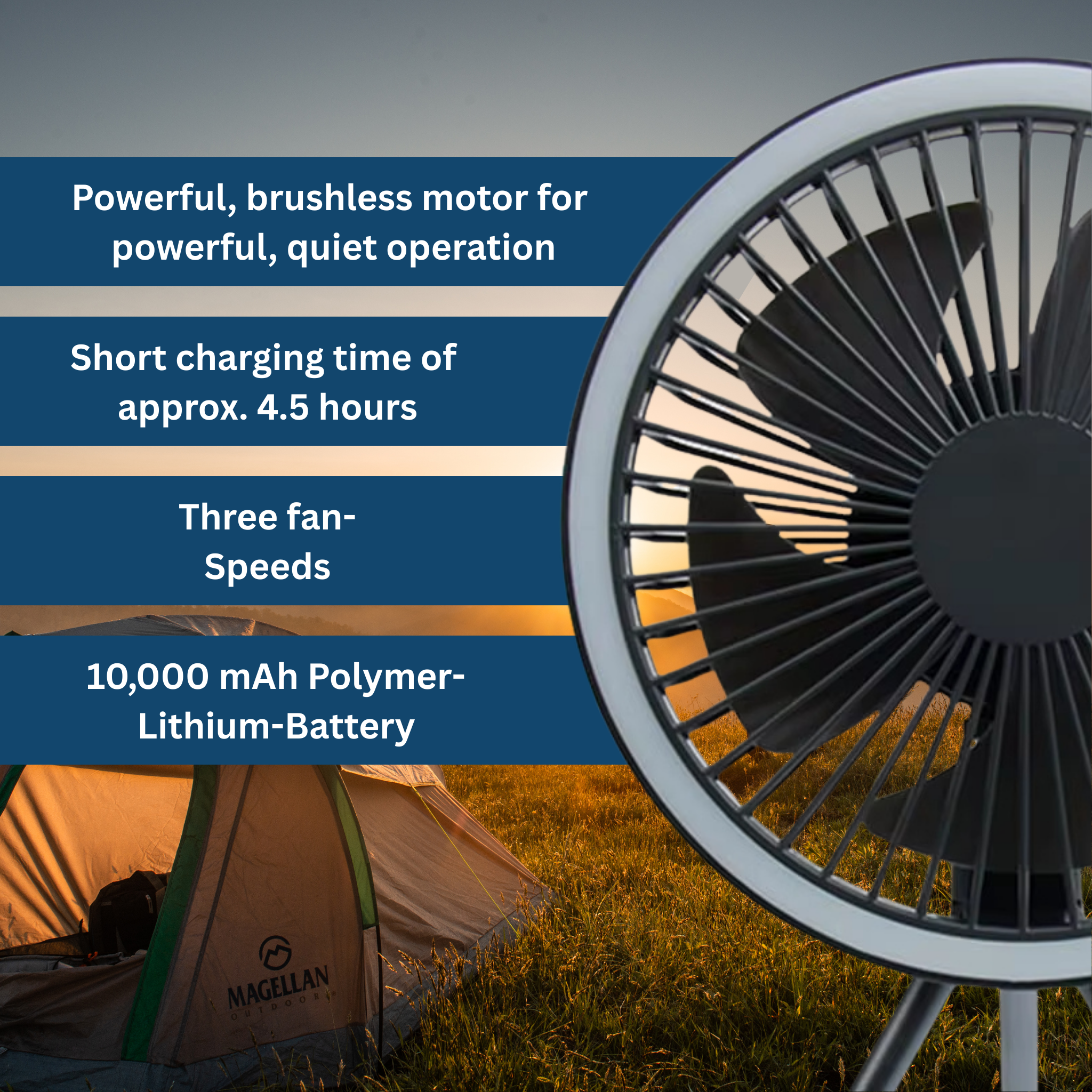 AirBreeze Camping Fan with LED Light