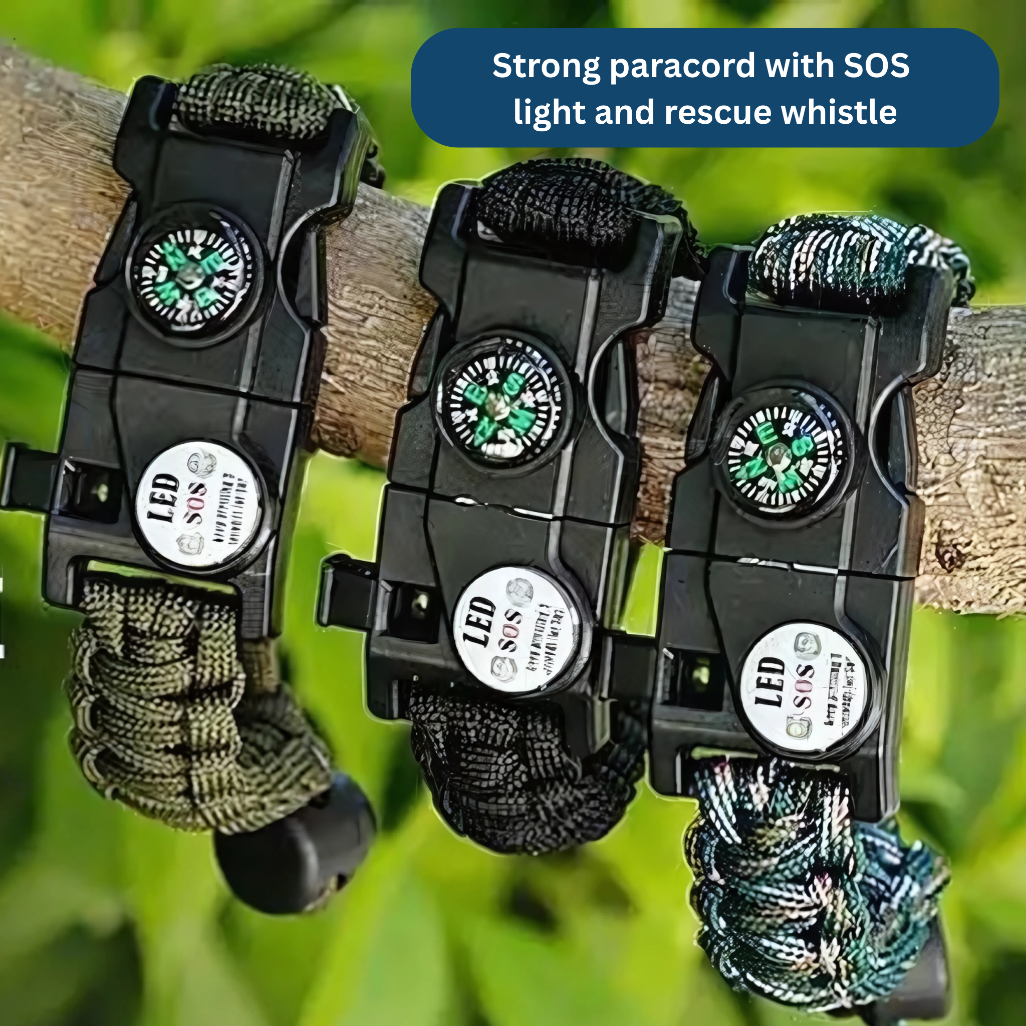 Survival Paracord Bracelet – With LED & Compass