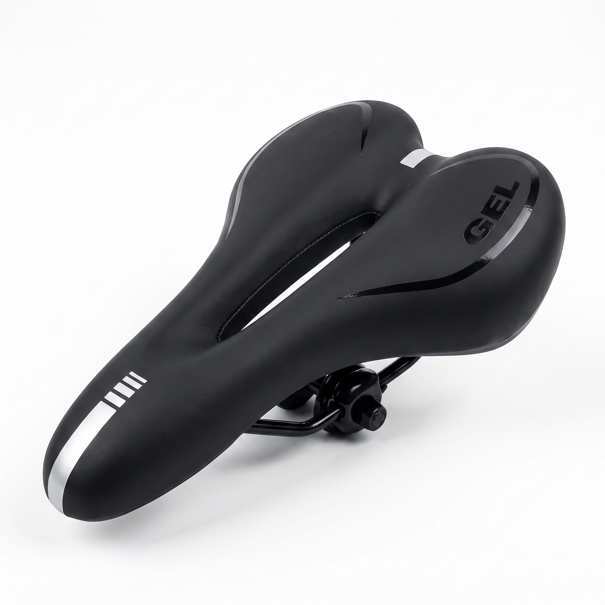 Fahrradsattel Speed Gel Men in Nachtschwarz, ergonomischer Gel-Sattel mit Entlastungskanal
