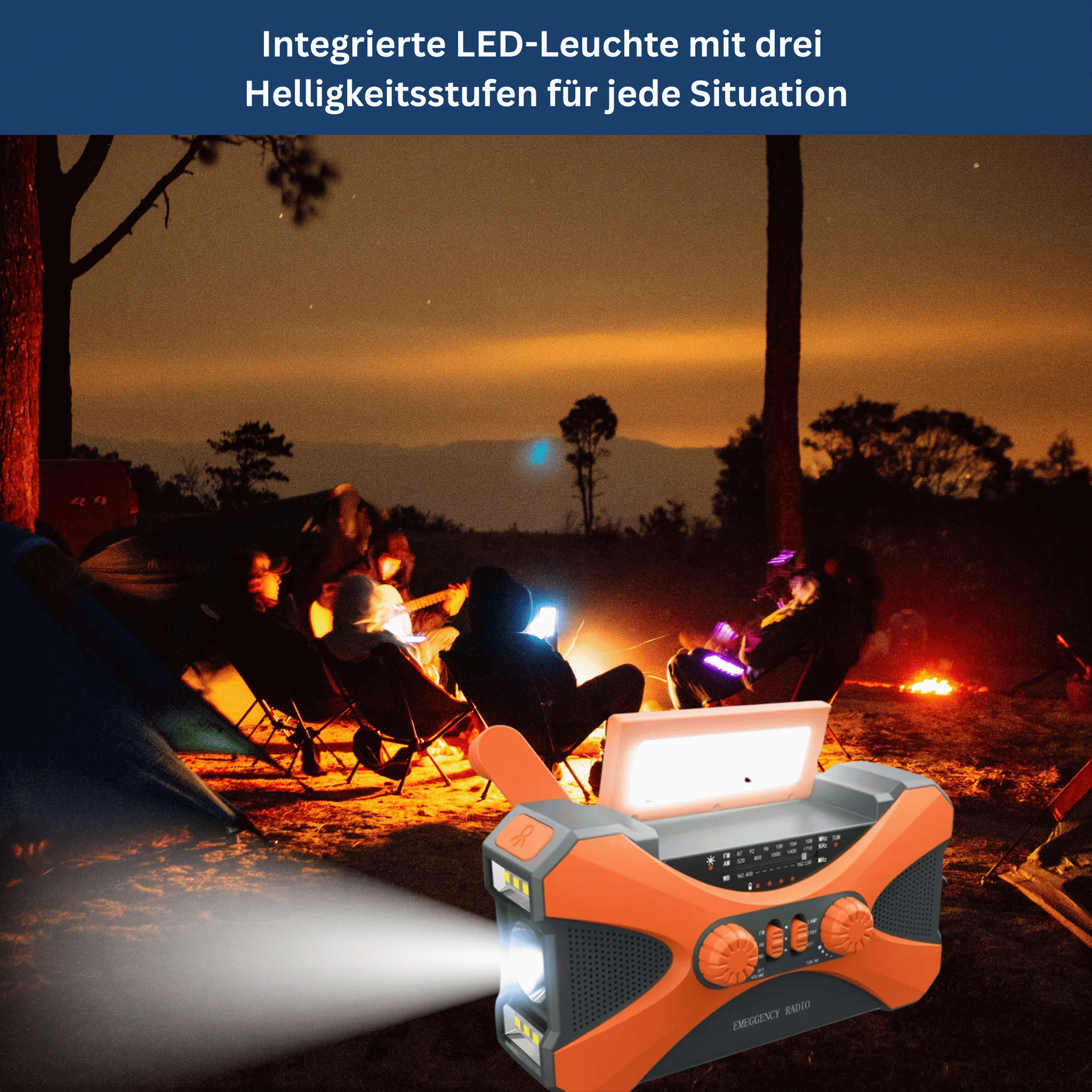 Power Emergency Radio 10,000mAh – Solar, Hand Crank, LED & SOS