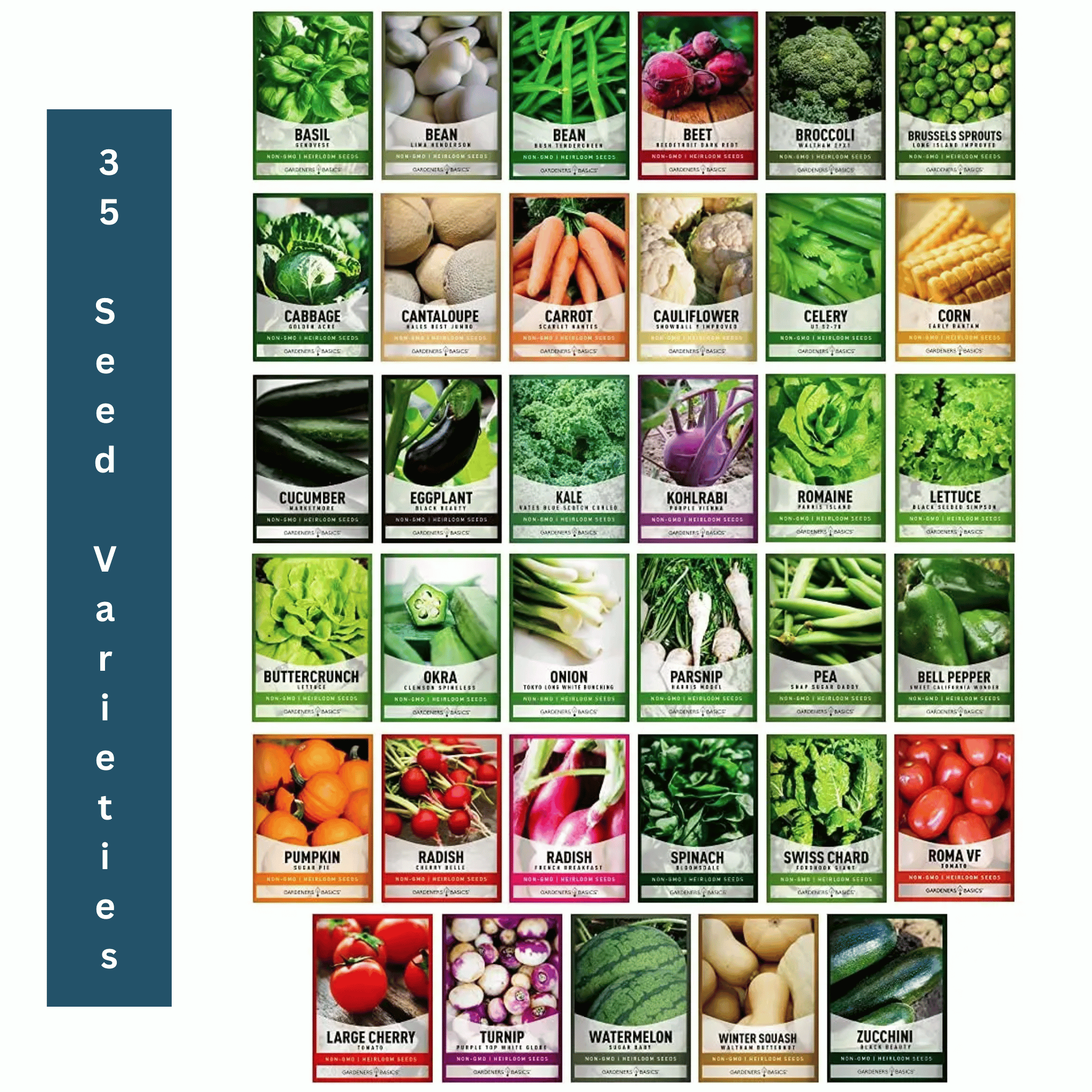 Survival Garden Set – 35 Organic Varieties, 16,000+ Seeds