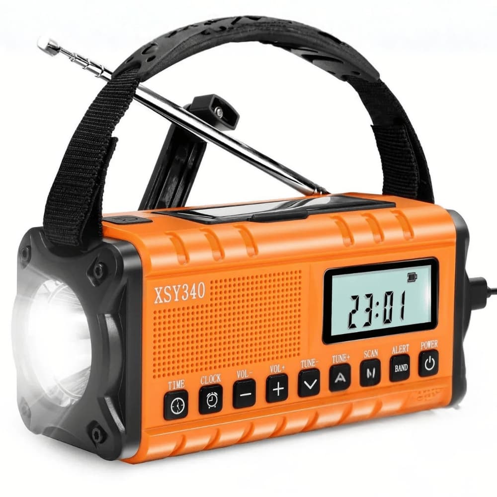 TrailGuard 10K – Solar Radio & Hand-Crank Flashlight