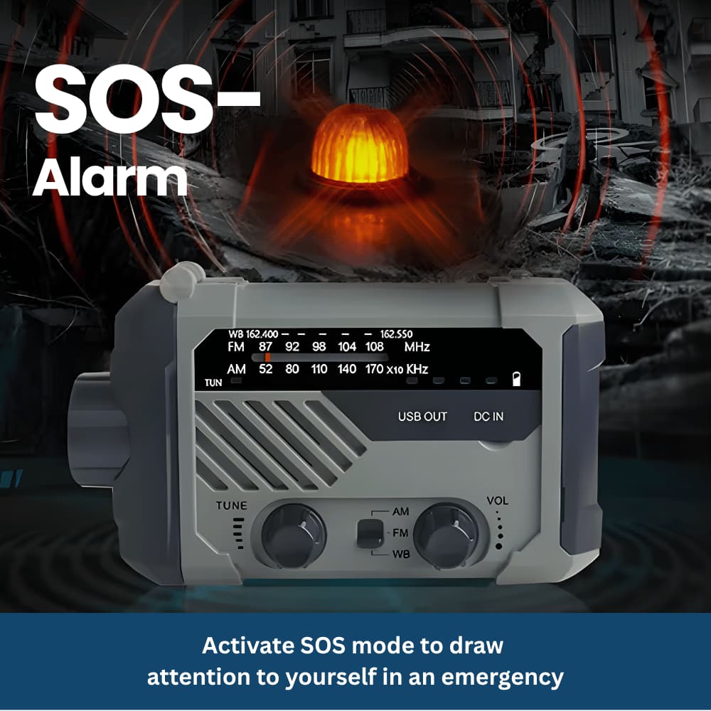 PowerGuard Pro – Emergency Radio with Solar & Hand-Crank Power