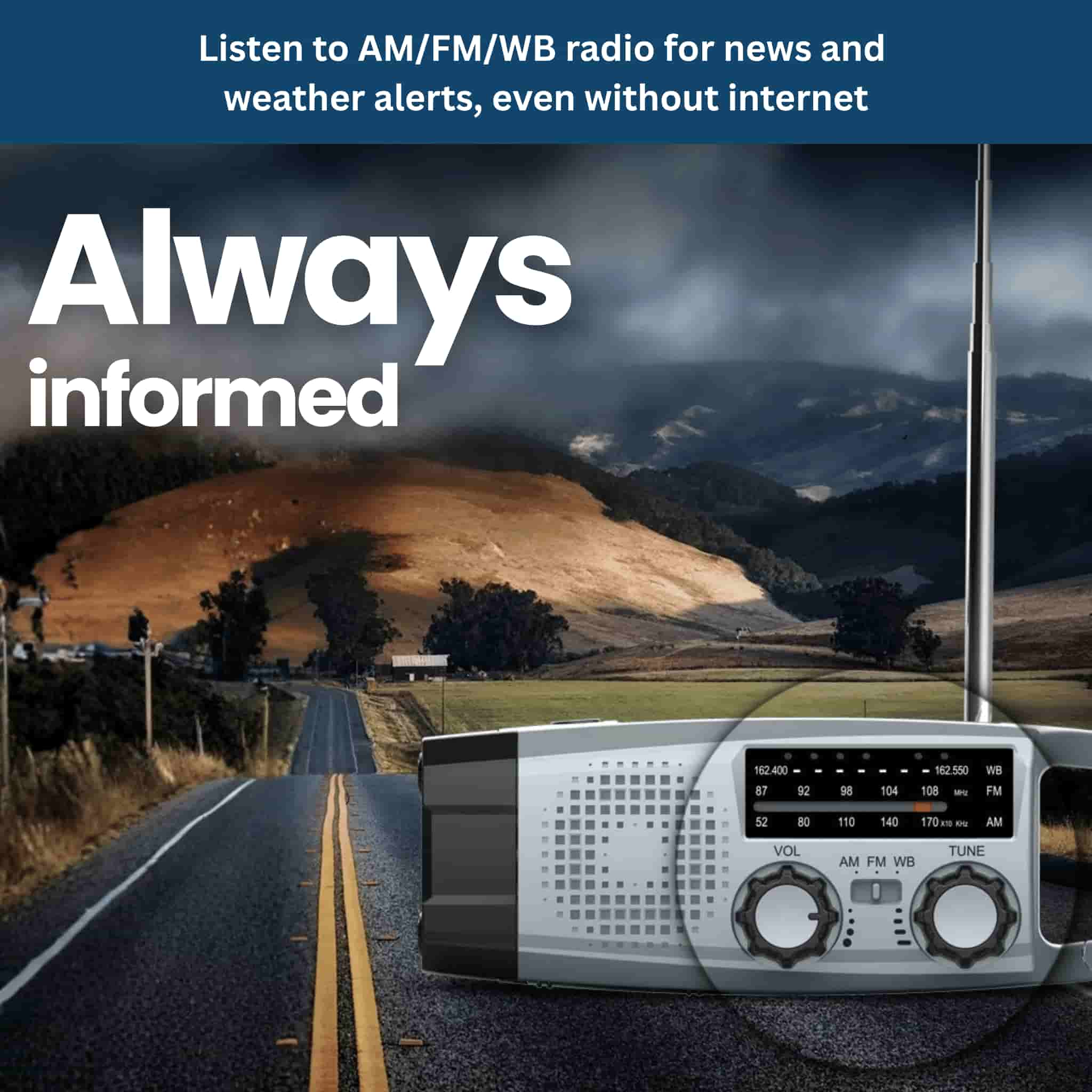 StormGuard 2000 – Solar Emergency Radio with Crank, Light & SOS