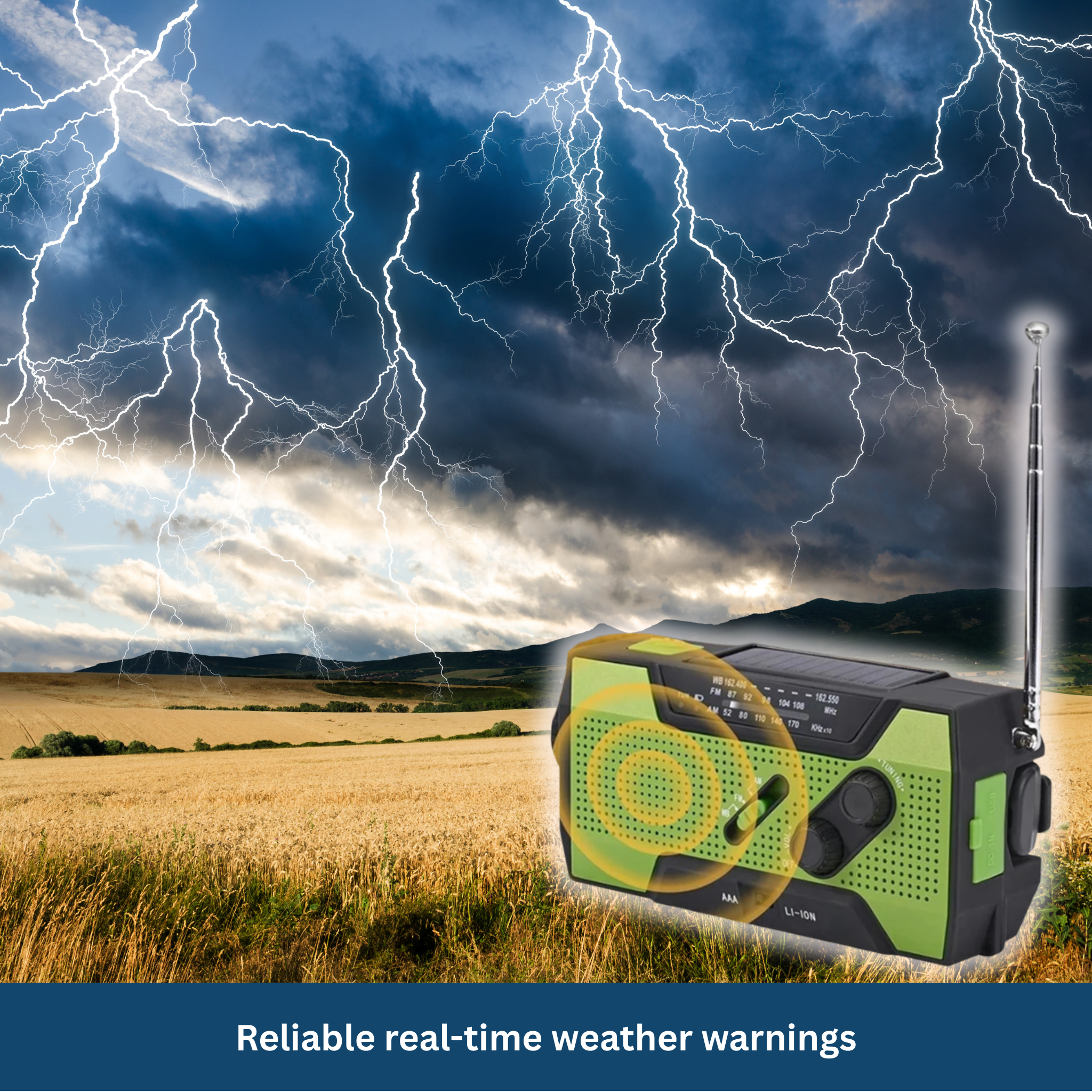 Solar Emergency Radio – All-in-One with 2000mAh Power Battery