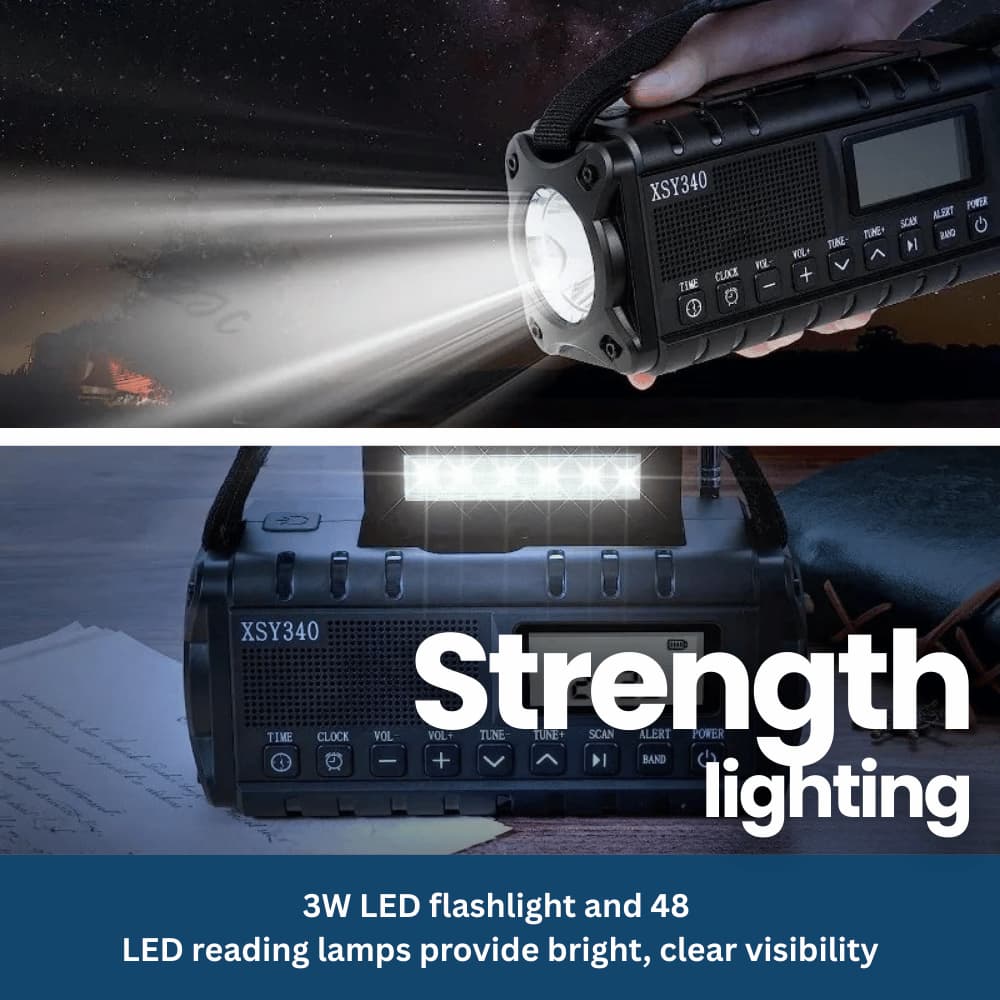 TrailGuard 10K – Solar Radio & Hand-Crank Flashlight