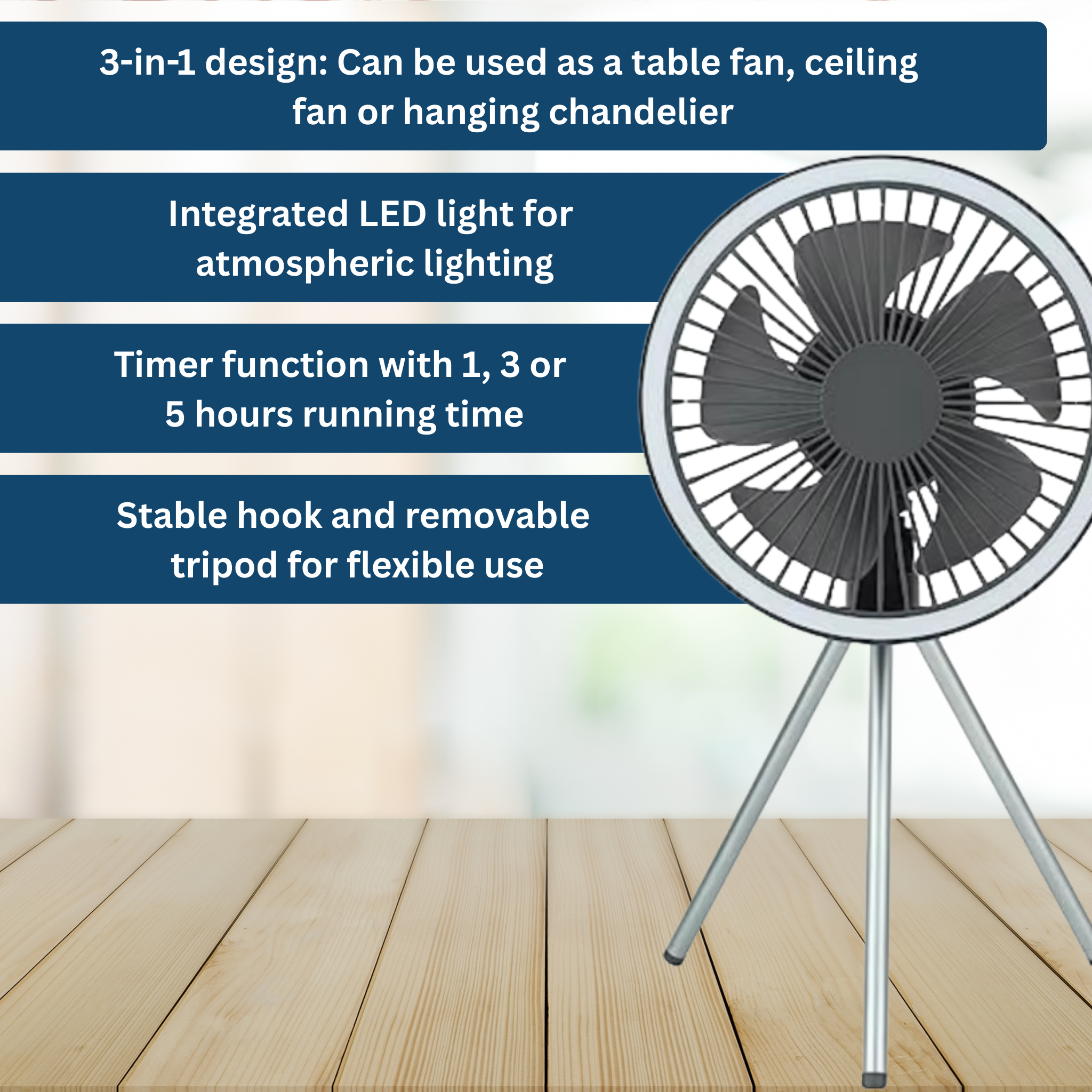 AirBreeze Camping Fan with LED Light