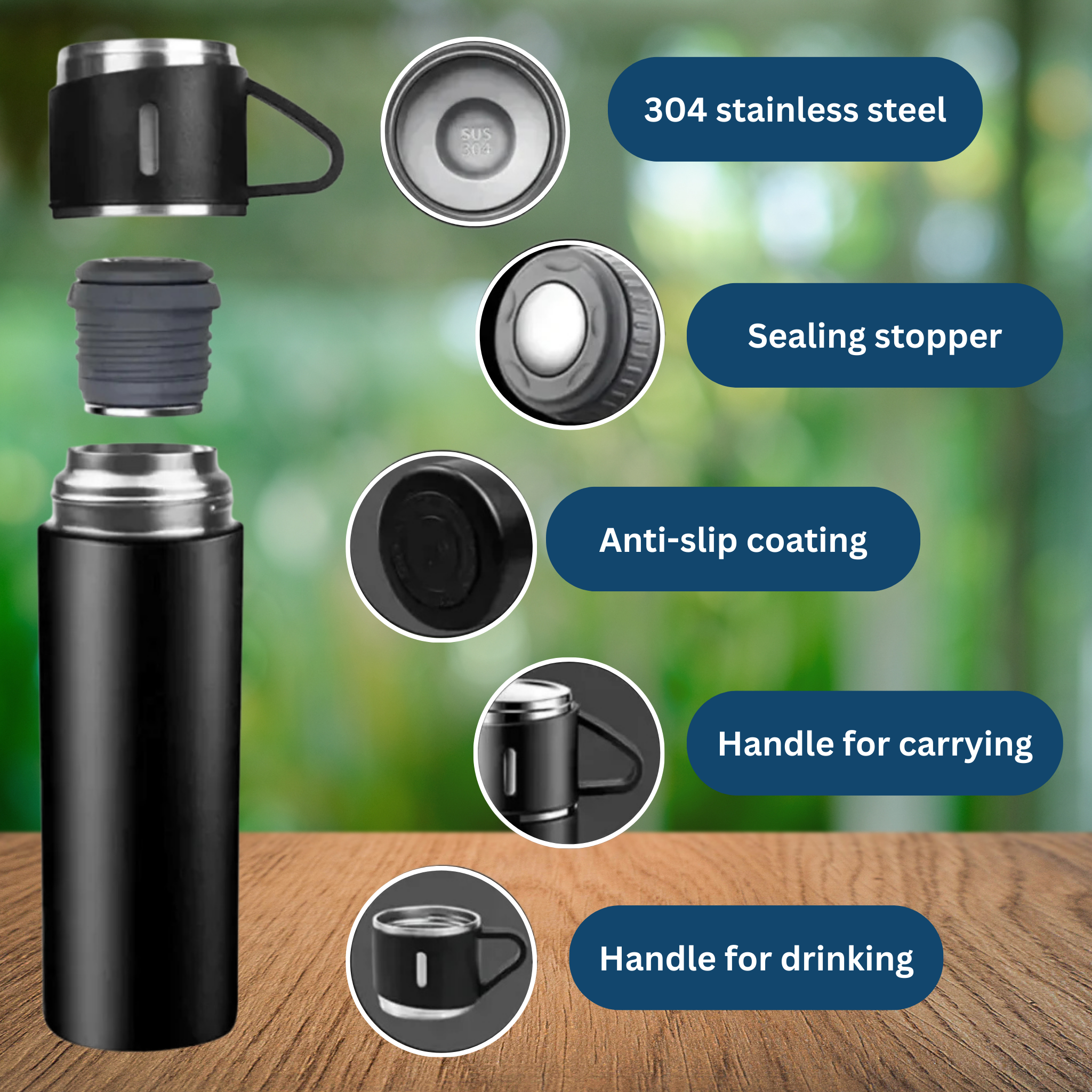 Stainless Steel Thermos Bottle – Vacuum Insulated & Durable