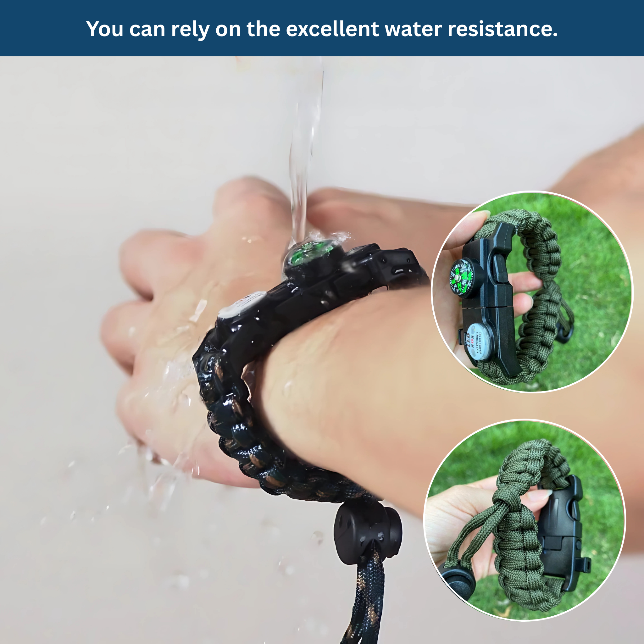 Survival Paracord Bracelet – With LED & Compass