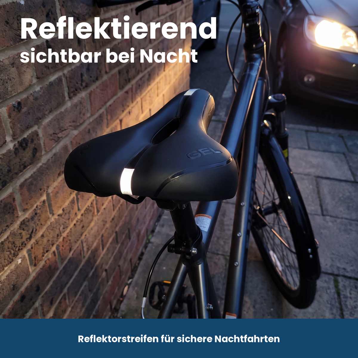 Reflektorstreifen am schmalen Sattel sorgen für Sichtbarkeit bei Nacht
