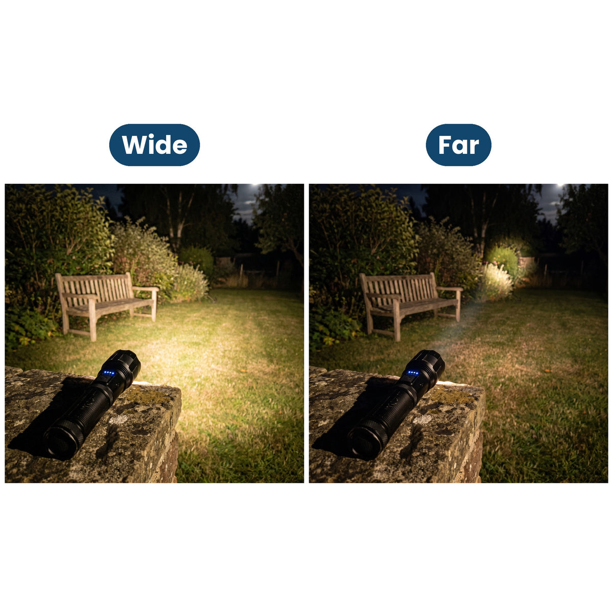 Zoom: wide light and far-reaching spot
