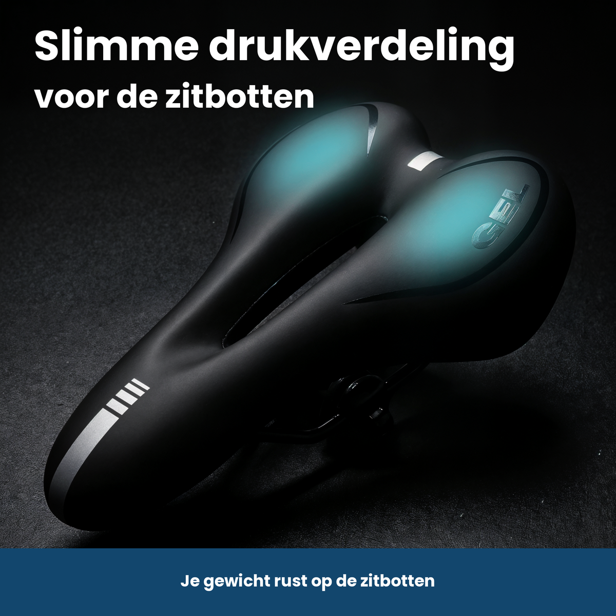 Exact Speed Gel Men zadel met twee steunzones die het gewicht over de zitbotten verdelen